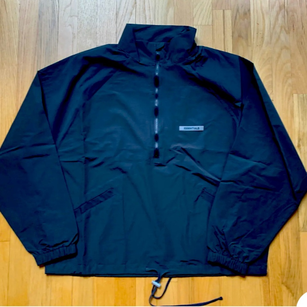 Fear of God Essentials black 1/2 Zip windbreaker